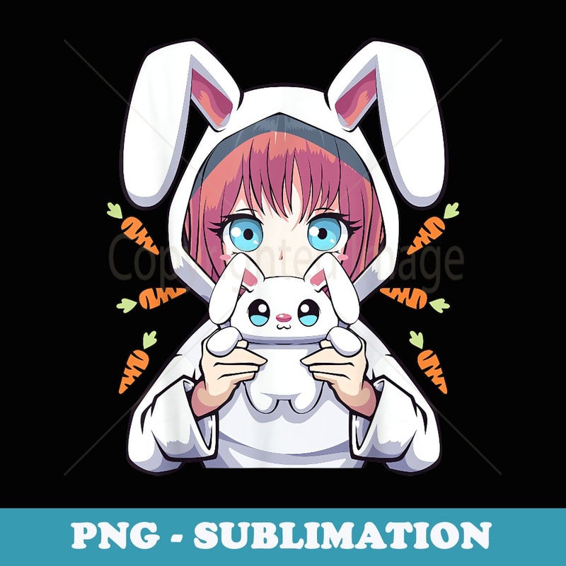 Anime Girl for Bunny Lovers and Kawaii Rabbit ns Girls - Modern Sublimation PNG File