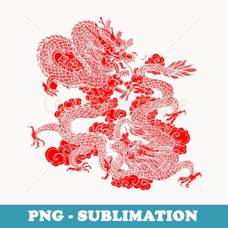 Japanese Aesthetic Red Dragon Symbol Kanji Tattoo Art - Unique Sublimation PNG Download