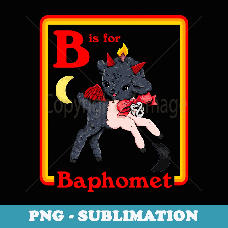 B for Baphomet Satanic Cute Devil Retro Vintage Satan Tarot - PNG Transparent Sublimation Design