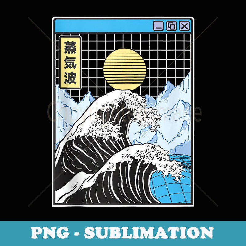 Kanagawa Wave Japan Digital Landscape Kawaii Anime Vaporwave - Sublimation Digital Download