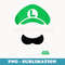 Super Mario Luigi Hat And Mustache - PNG Sublimation Digital Download