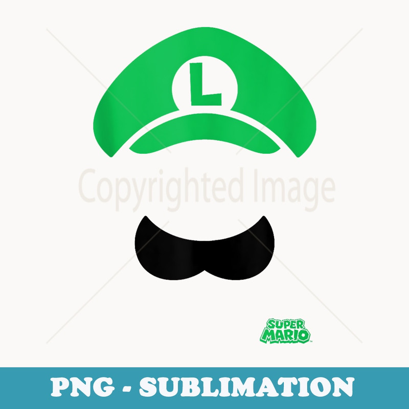 Super Mario Luigi Hat And Mustache - PNG Sublimation Digital Download
