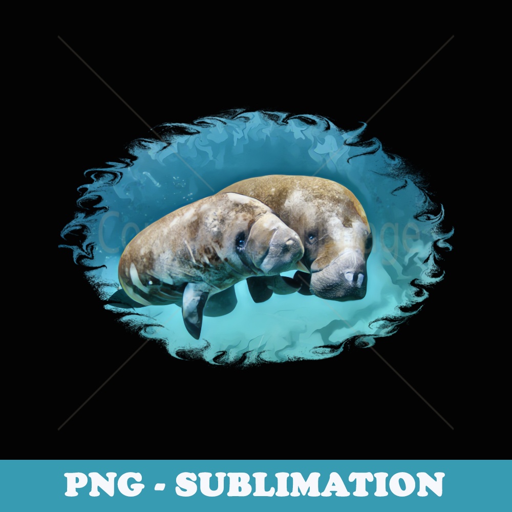 Florida Manatee Mother And Baby - PNG Sublimation Digital Download