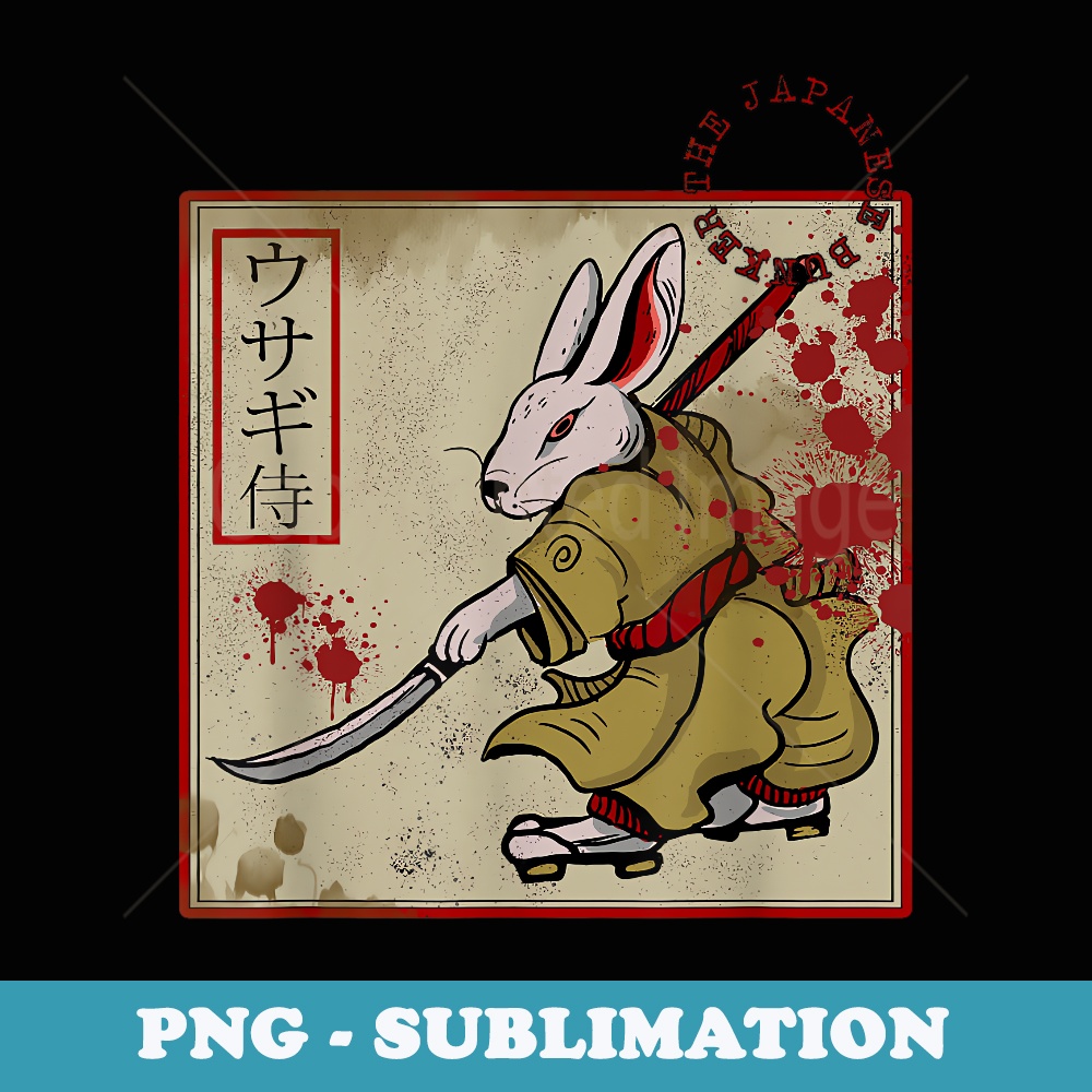 Japanese Aesthetic Samurai Bushido Rabbit Warrior Vintage - Decorative Sublimation PNG File