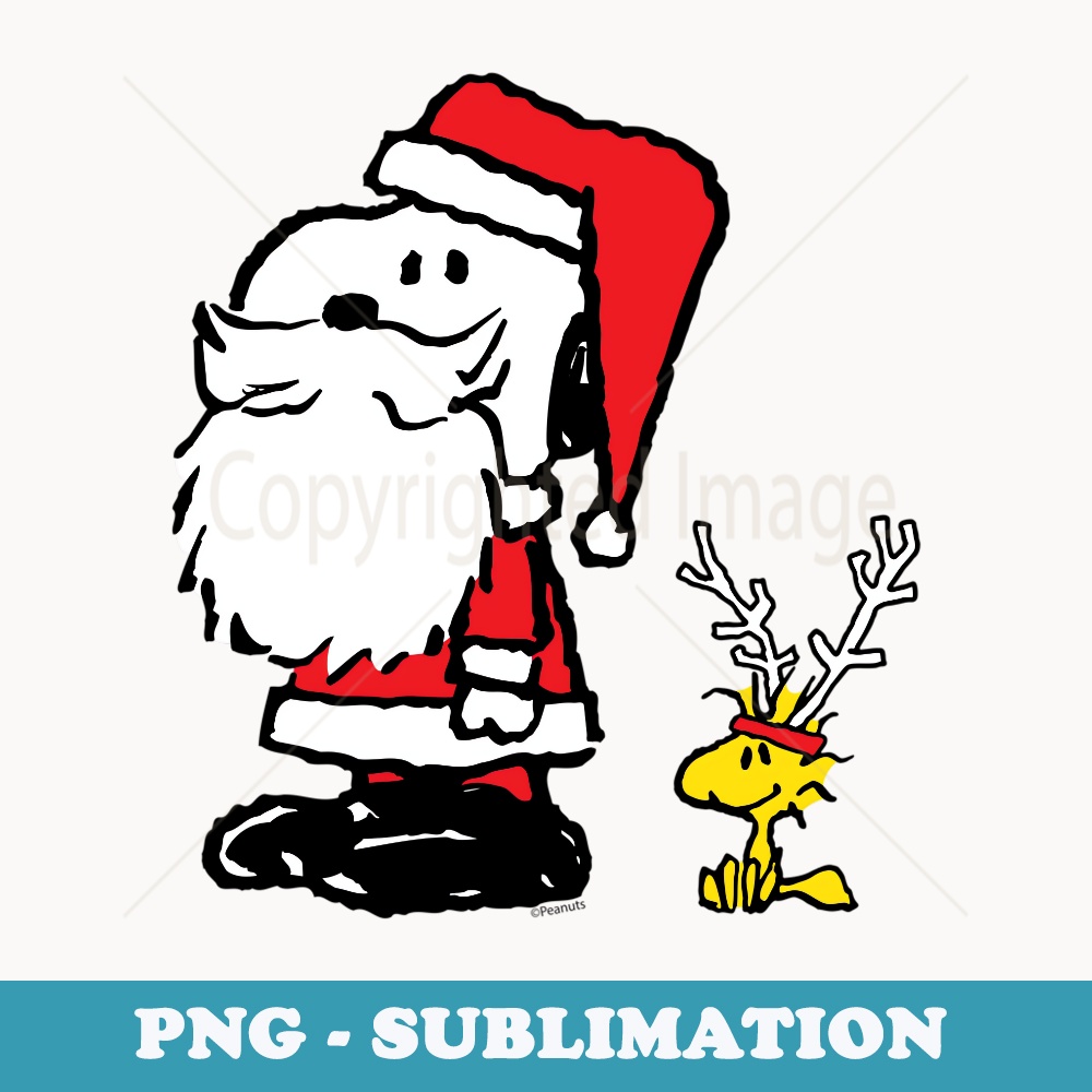 Peanuts Snoopy and Woodstock Santa Antlers T - Premium Sublimation Digital Download