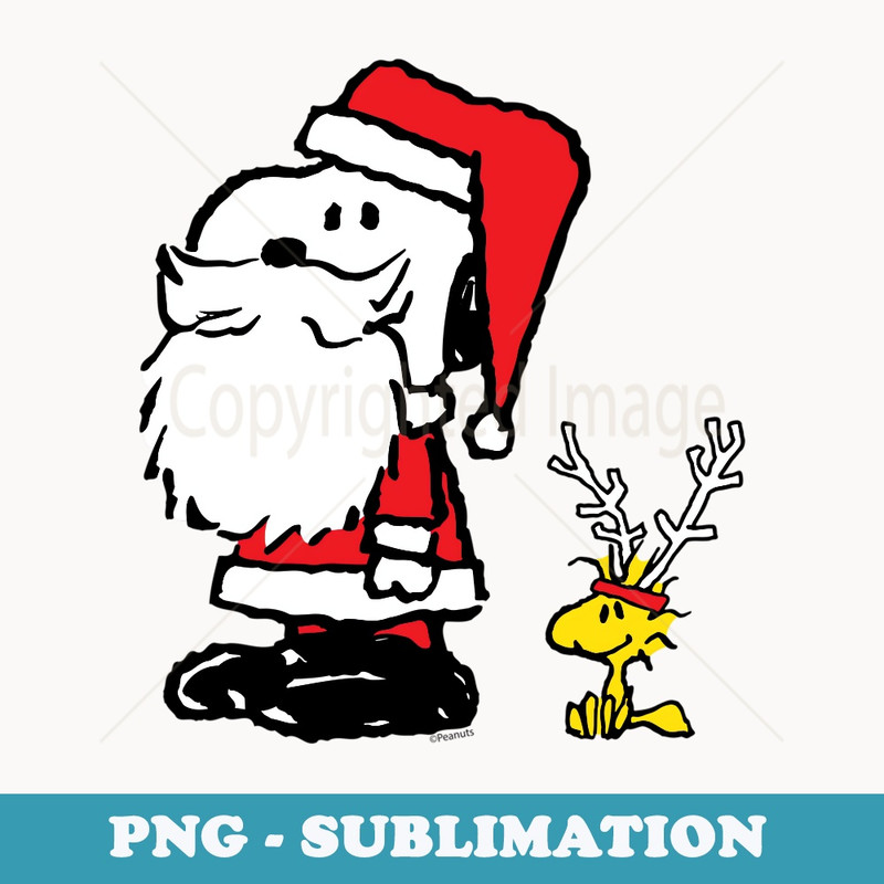 Peanuts Snoopy and Woodstock Santa Antlers T - Premium Sublimation Digital Download