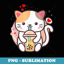 cat boba tea bubble tea kawaii anime japanese neko girl n - decorative sublimation png file