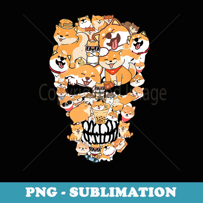 Shiba Inu dog with a Skull Shape Cute - Instant PNG Sublimation Download