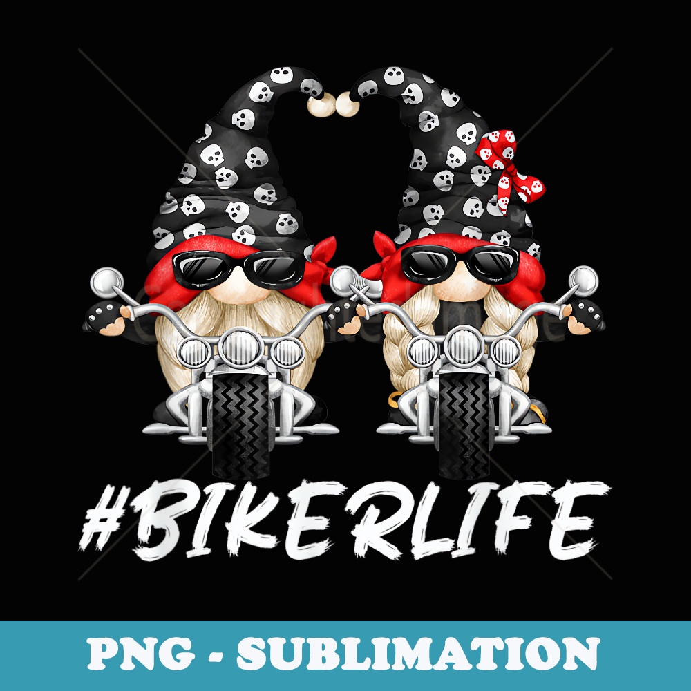 Funny Gnome Love Riding Motorcycle Skull Chopper Bikerlife - Retro PNG Sublimation Digital Download