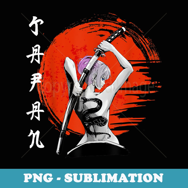Japan Samurai Waifu Girl Kawaii Anime Warrior Japanese - Unique Sublimation PNG Download