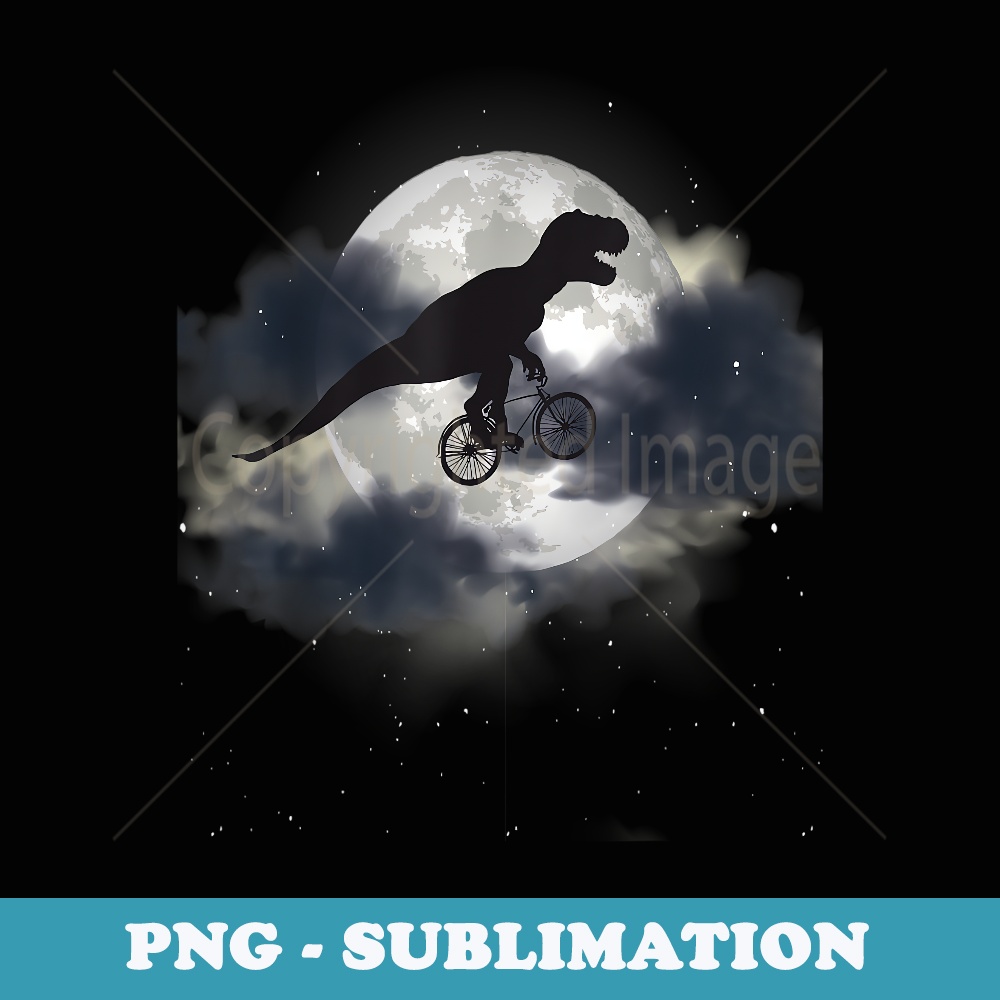 Moon Clouds Dinosaur on Bike Cyclist Bicycle Racing Bike - Premium Sublimation Digital Download