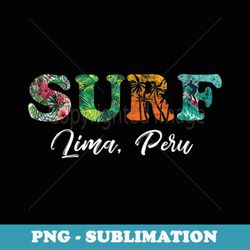 vintage lima peru surfer beach lover surfing ride the waves - instant png sublimation download