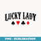 Lucky Lady Retro Poker Player - PNG Transparent Sublimation File