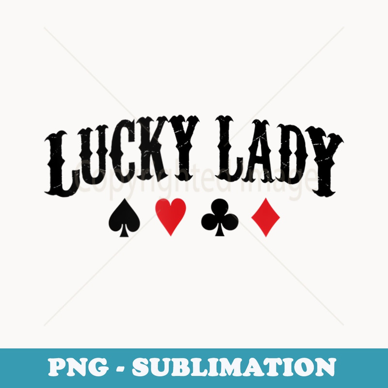 Lucky Lady Retro Poker Player - PNG Transparent Sublimation File