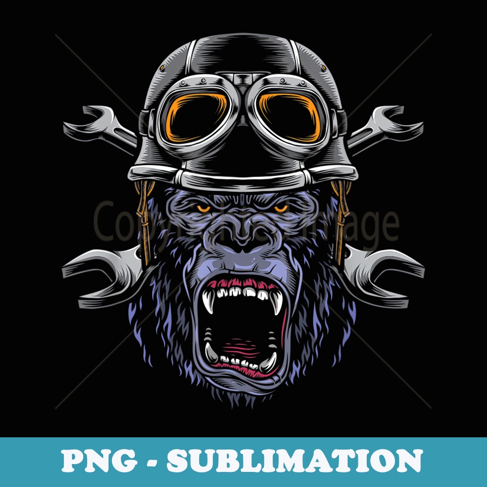 Monkey Gorilla Motorcycle Biker Silver Back Monkey - Aesthetic Sublimation Digital File