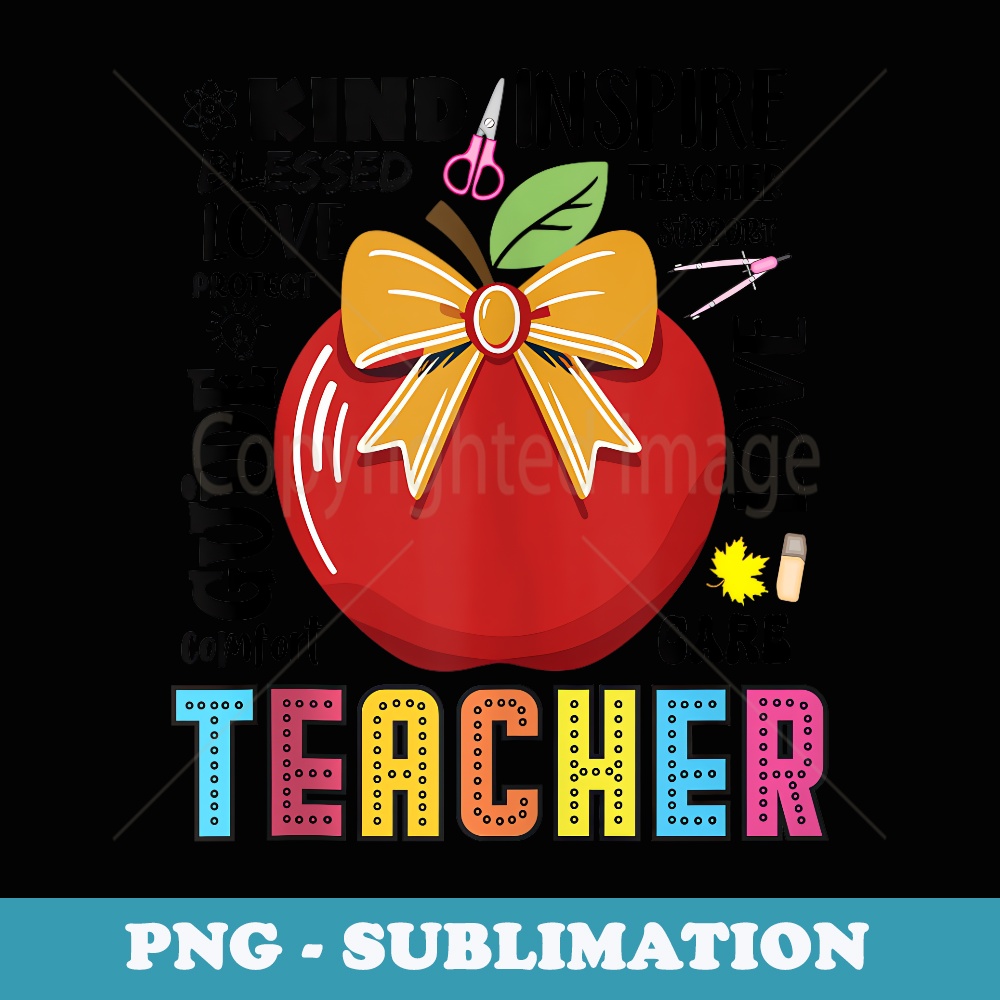 Cute Teacher Pencil Coquette Bow Back To School Teacher Life - Unique Sublimation PNG Download