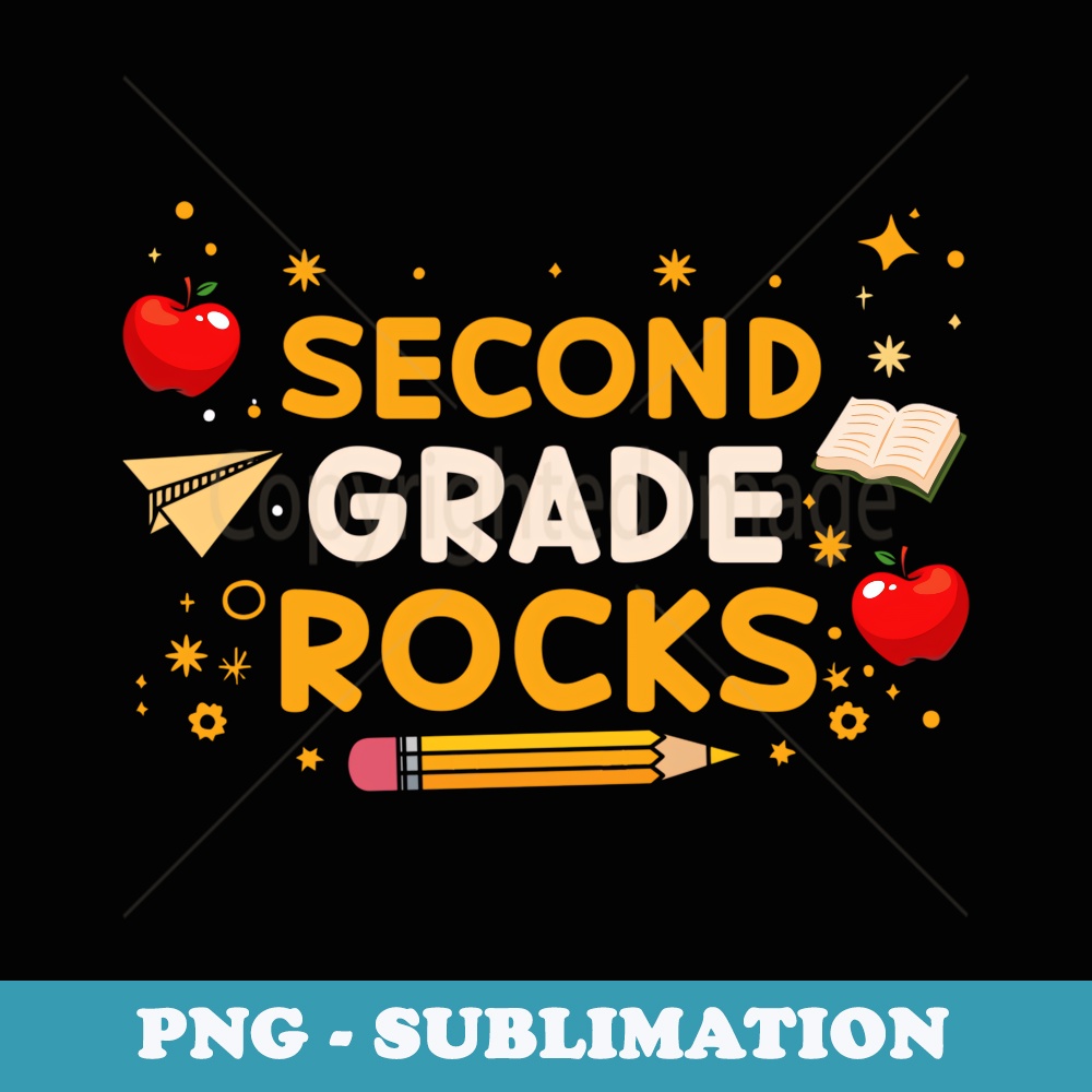 Second Grade Rocks Back to School Student Teacher - Modern Sublimation PNG File
