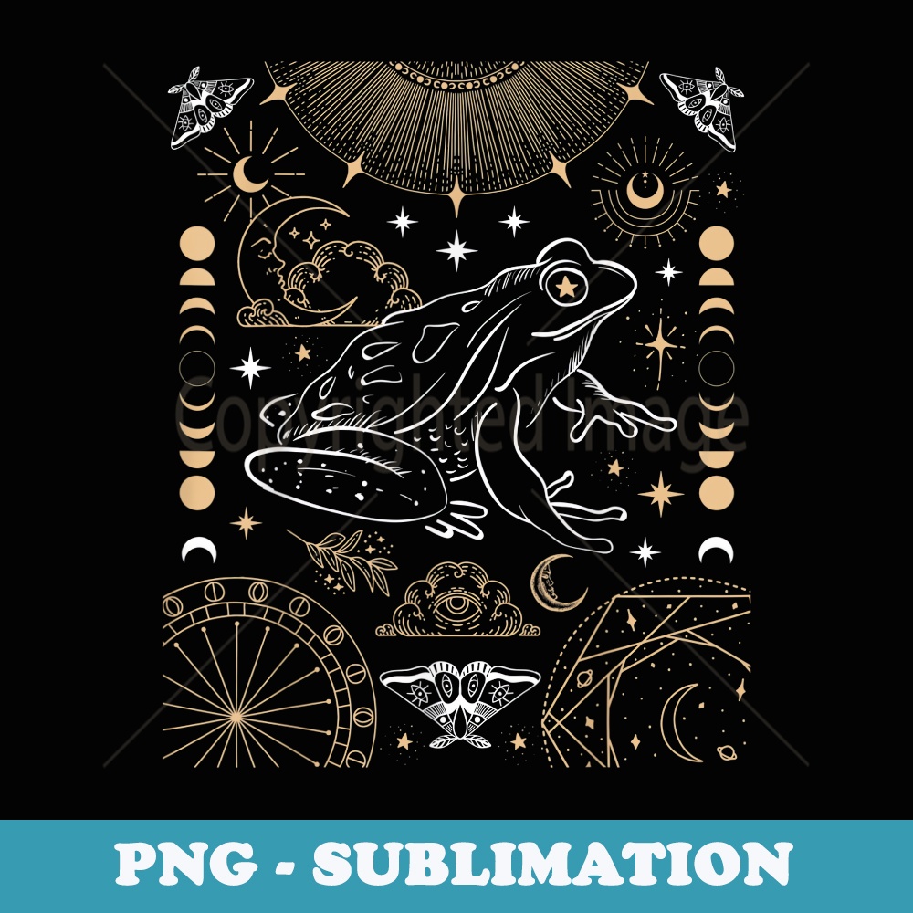 Magic Frog Moon Phases Dark Academia Aesthetic - Unique Sublimation PNG Download