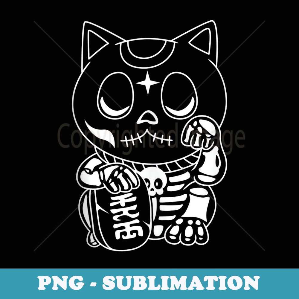 Japan Japanese Maneki Neko Lucky Cat Skeleton Cat - Exclusive PNG Sublimation Download