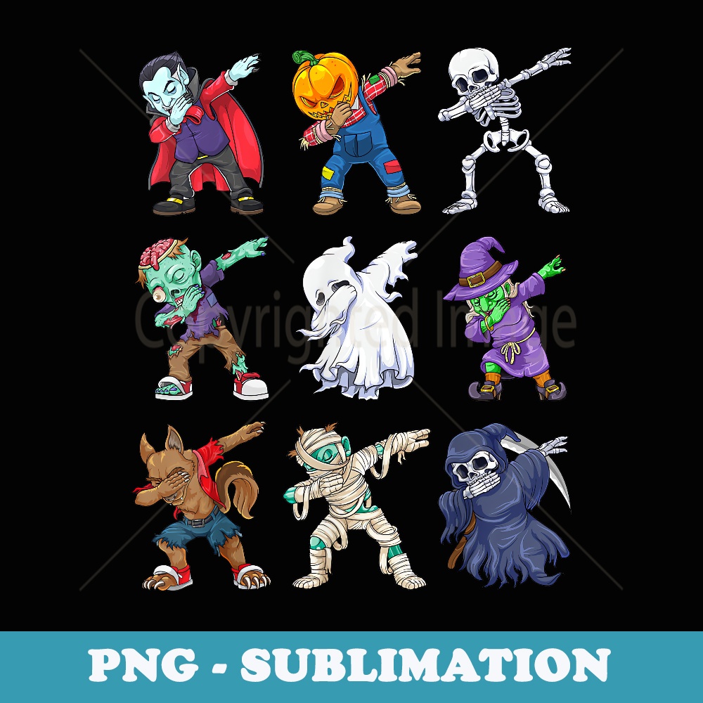Dabbing Halloween Boys Skeleton Zombie Scary Pumpkin Mummy - Creative Sublimation PNG Download