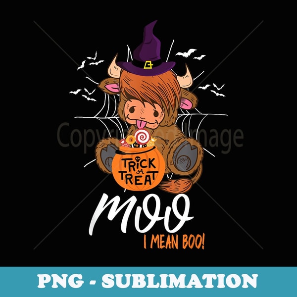 Moo I Mean Boo Halloween Highland Cow - Special Edition Sublimation PNG File