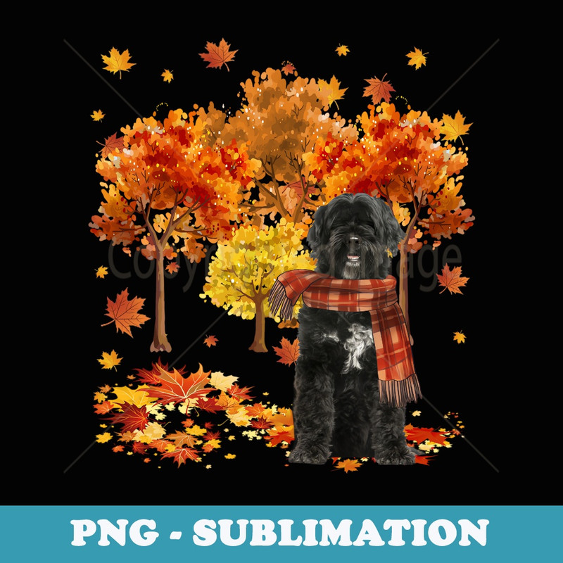 Its Fall Yall Portuguese Water Dog Autumn Tree Fall Leaves - Decorative Sublimation PNG File