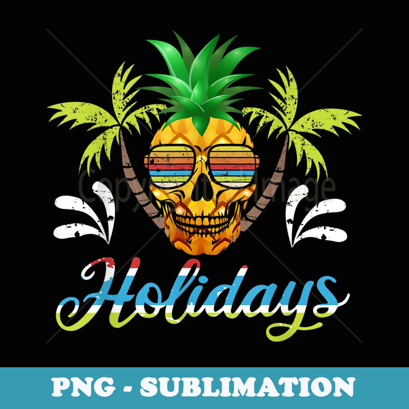 Pineapple Skull Tropical Aloha Beach Hawaii Goth - PNG Sublimation Digital Download