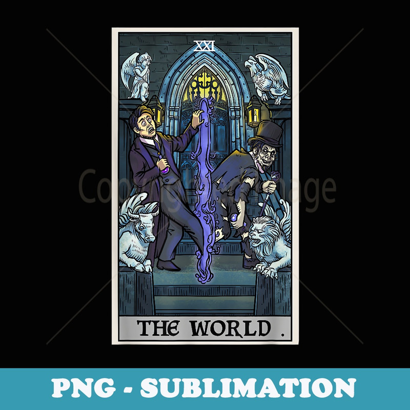 The World Tarot Card Dr Jekyll Mr Hyde Halloween Spooky Goth - PNG Transparent Sublimation Design