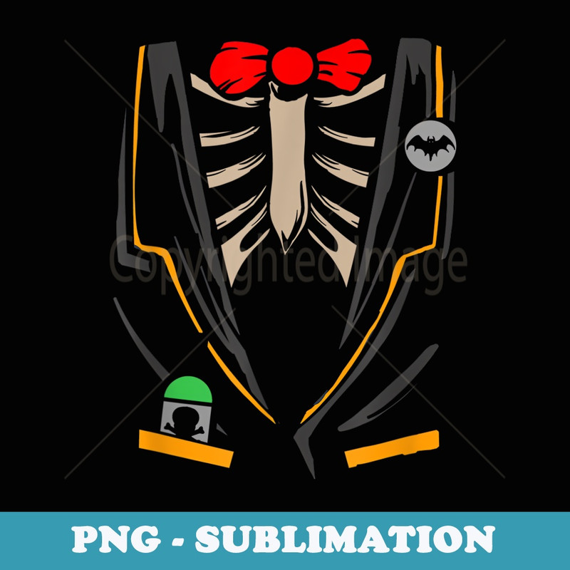 Vampire Bat Tuxedo Skeleton Rib Cage Halloween Costume - Instant Sublimation Digital Download