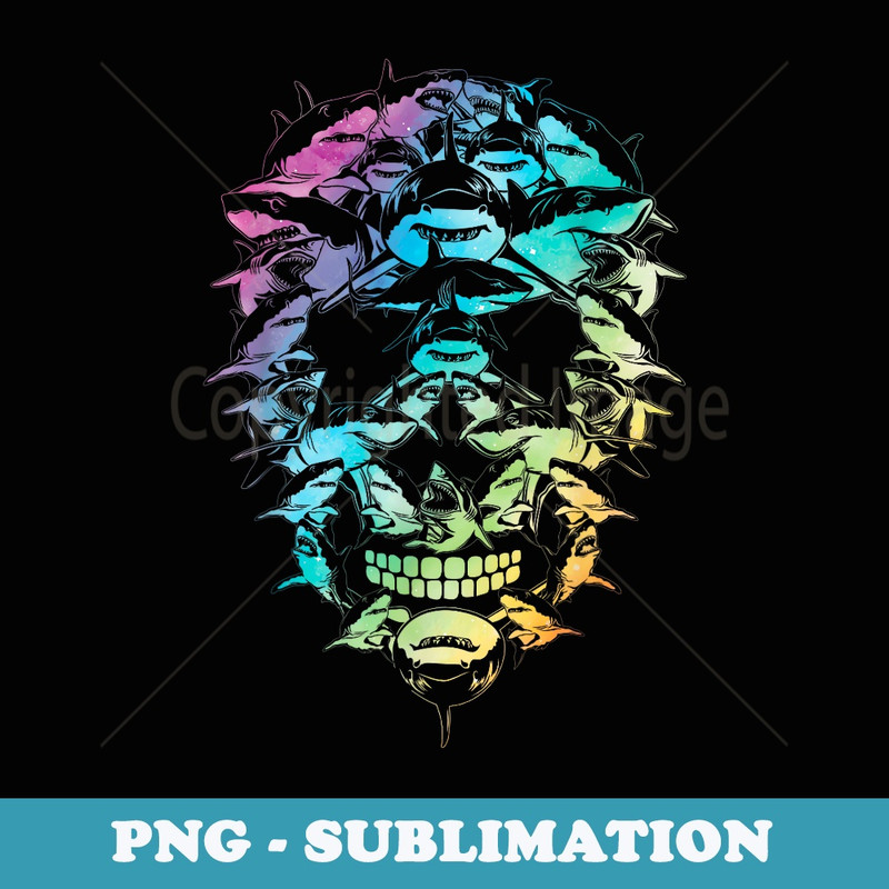 Halloween Shark skull skeleton Spooky Shark costume tie dye - Sublimation PNG File