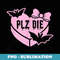 PLZ DIE Heart Shape with Bats And Bows - Instant PNG Sublimation Download