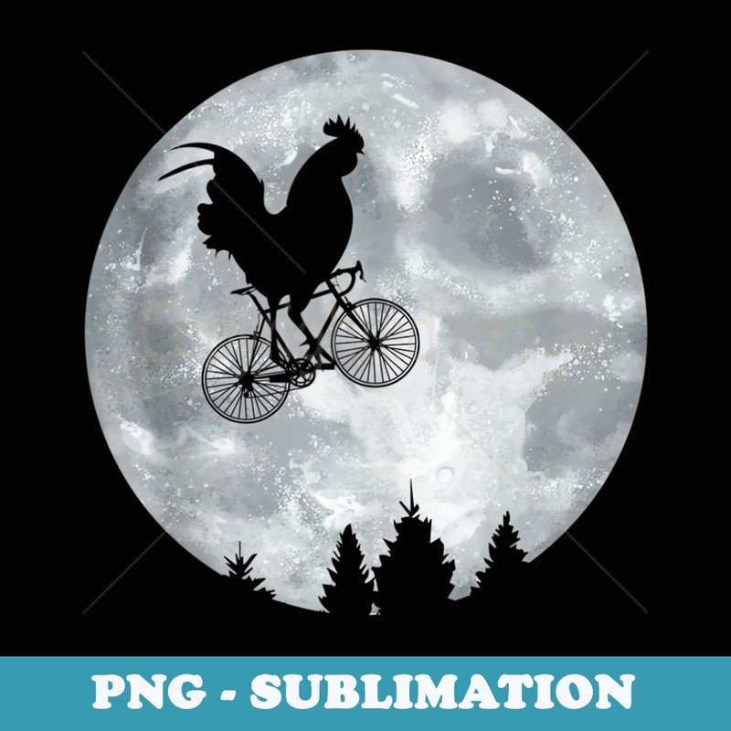 ROOSTER Riding Moon Bike Halloween Lunar Cycling Cyclist - Exclusive PNG Sublimation Download