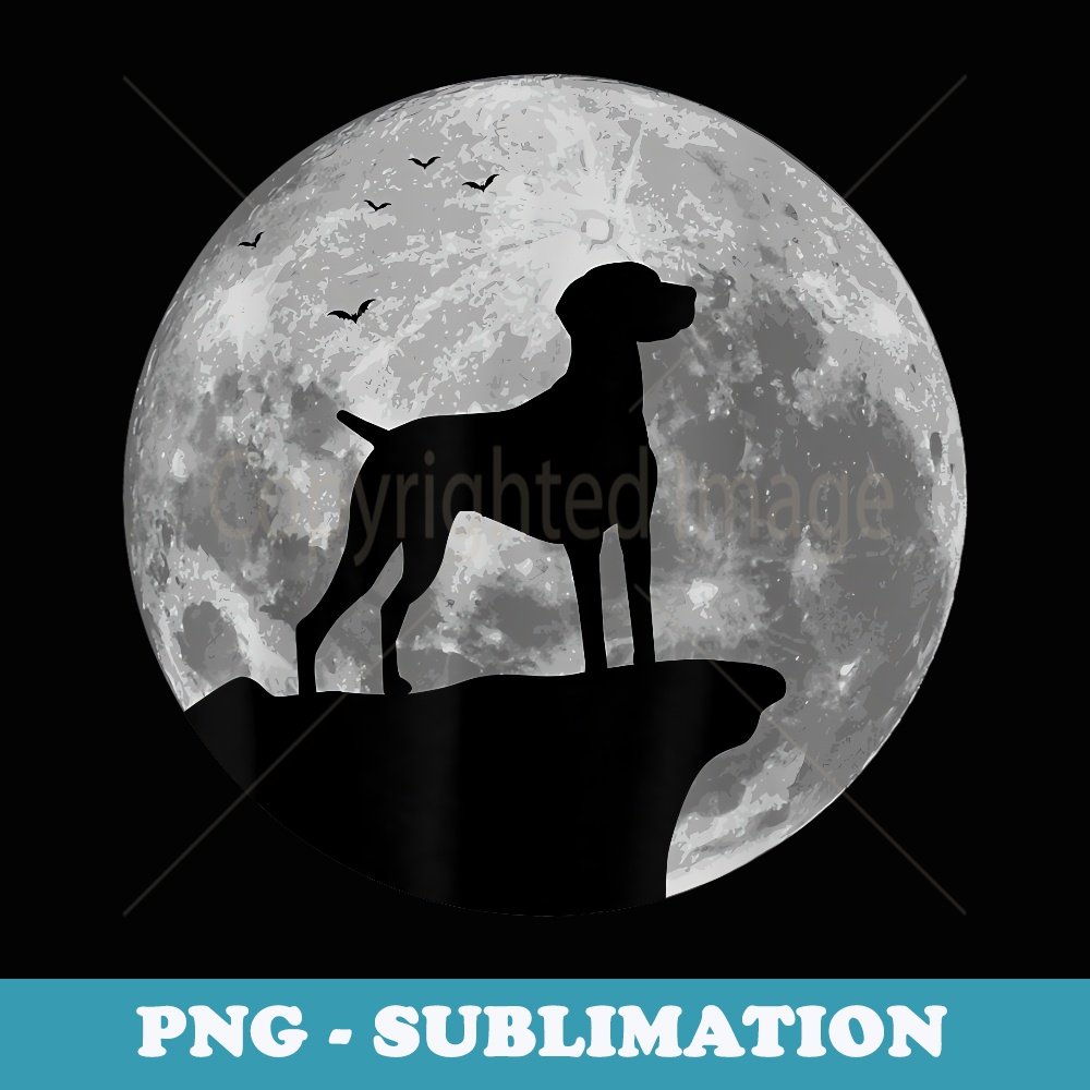 Hungarian Vizsla Silhouette In The Moon Halloween Costume - Retro PNG Sublimation Digital Download