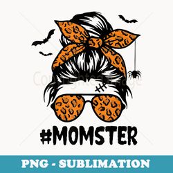 momster for halloween mom messy bun leopard - unique sublimation png download