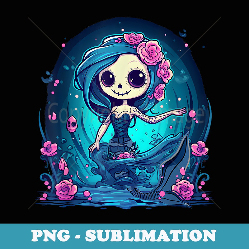 Cute Skeleton Mermaid Halloween - Sublimation PNG File