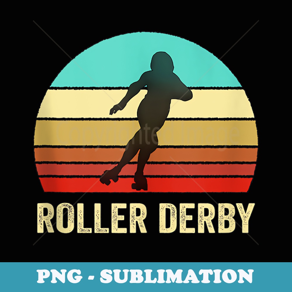Vintage Retro Style Sunset Roller Derby - Decorative Sublimation PNG File