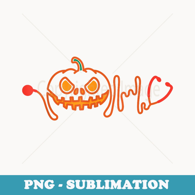 Funny Halloween Nurse Doctor Stethoscope Pumpkin - Instant PNG Sublimation Download