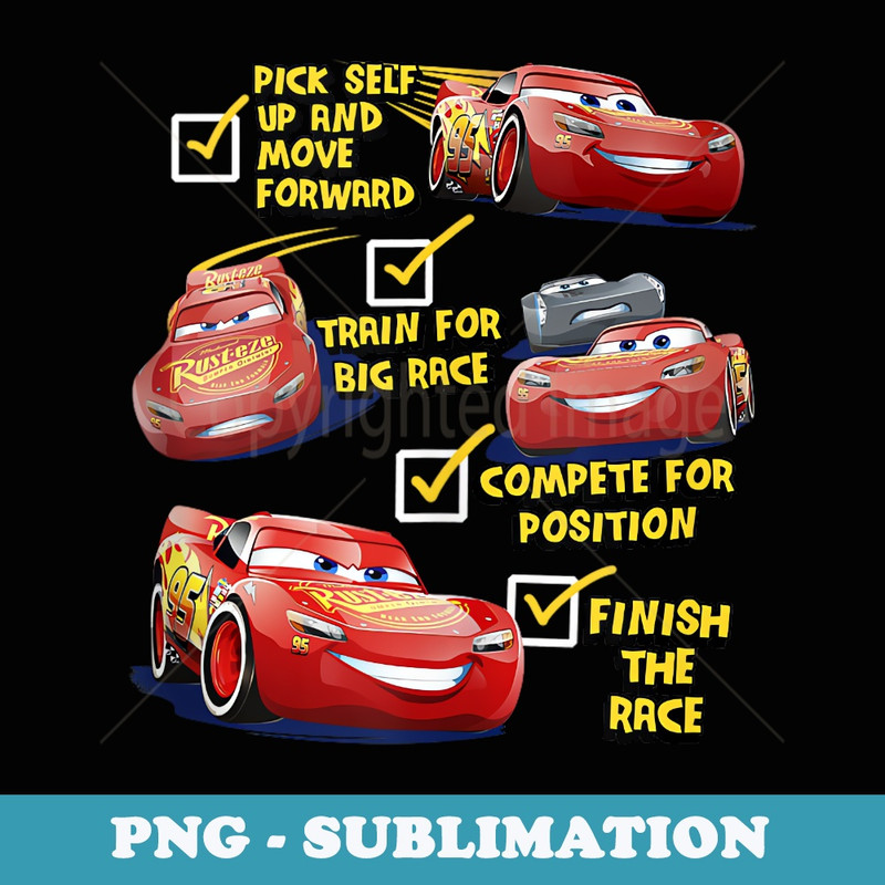 Disney Pixar Cars 3 Lightning McQueen How To Win Checklist - Special Edition Sublimation PNG File