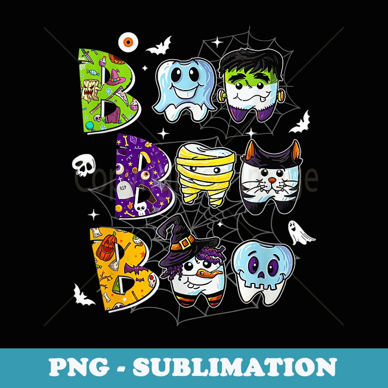 Dental Dentist Assistant Halloween Funny Boo Tooth th - Exclusive PNG Sublimation Download