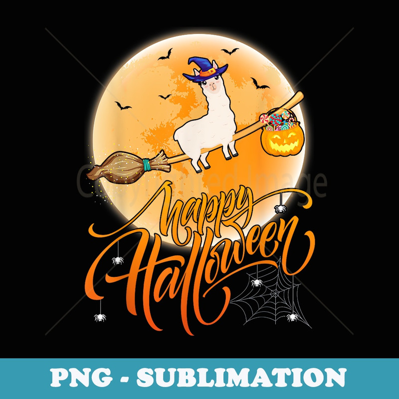 Alpaca Ride Witch Shotgun Moon Vintage Alpaca Halloween - Aesthetic Sublimation Digital File