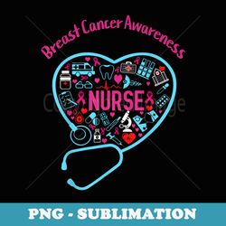 nurse breast cancer awareness pink ribbon stethoscope heart - exclusive png sublimation download
