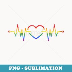 rainbow flag heart heartbeat lgbt - instant sublimation digital download