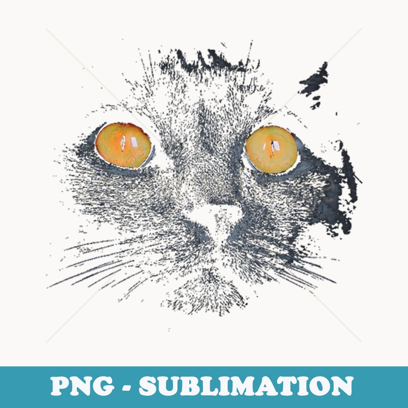 Black Kitty Cat Face Graphic - Instant PNG Sublimation Download