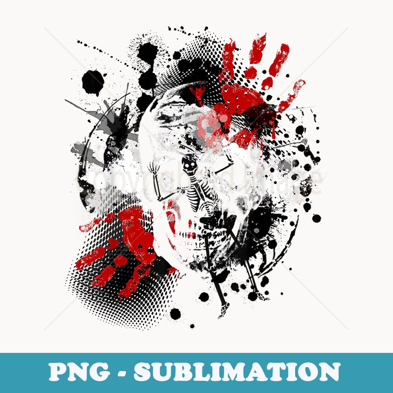 Trash Polka Skull - Horror Skull Halloween s - Elegant Sublimation PNG Download
