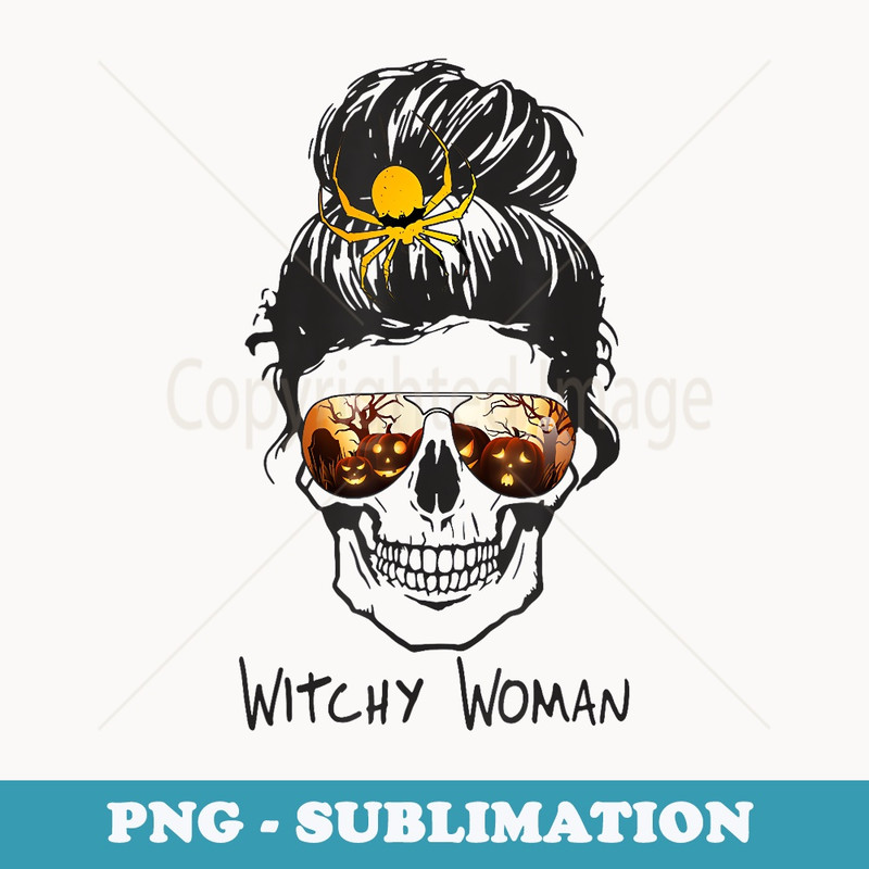 Witchy Skull Woman Halloween Costume - Vintage Sublimation PNG Download
