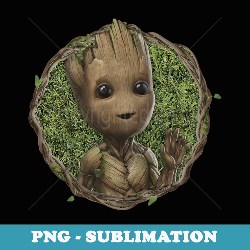 Marvel I Am Groot Wide-eyed Groot Circle - Creative Sublimation PNG Download