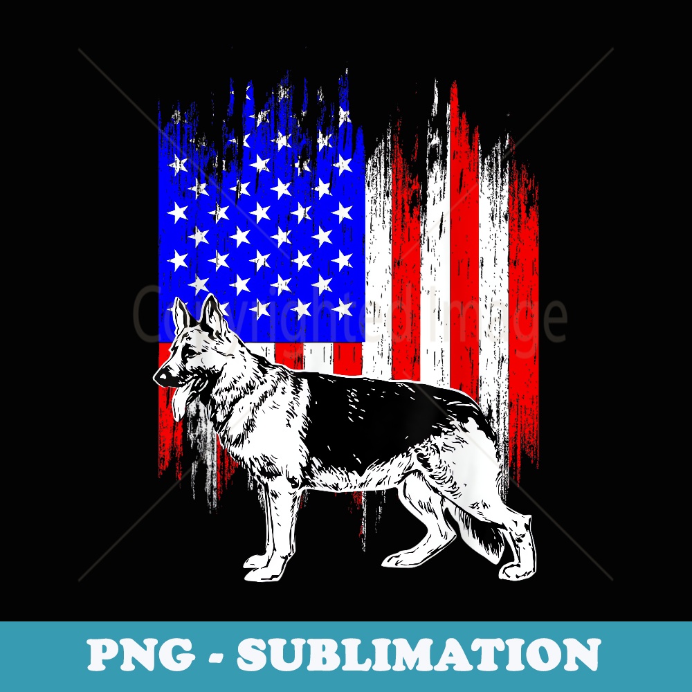 Patriotic German Shepherd American Flag Dog Lover - PNG Sublimation Digital Download