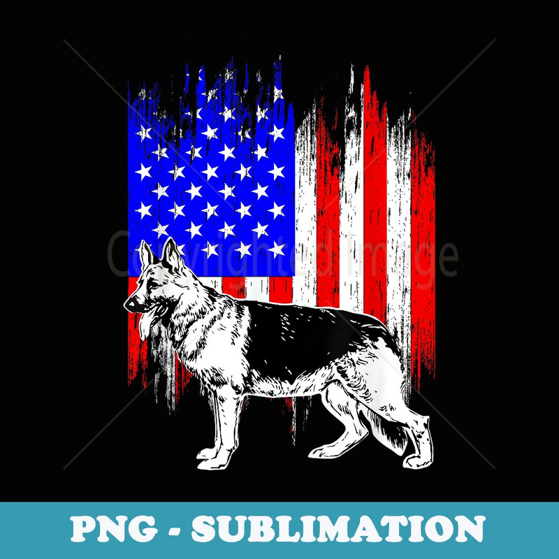 Patriotic German Shepherd American Flag Dog Lover - PNG Sublimation Digital Download