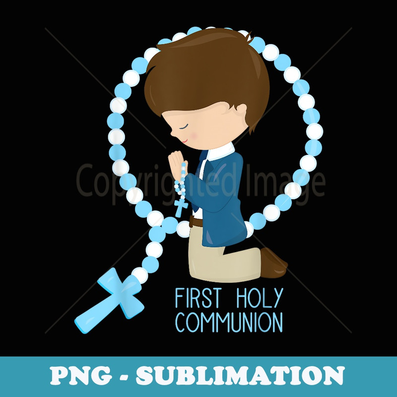 First Holy Communion Boy Praying Rosary - Artistic Sublimation Digital File