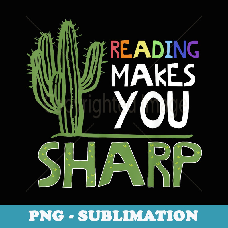 Cute Reading Design Sharp Cactus Teacher Idea - Retro PNG Sublimation Digital Download